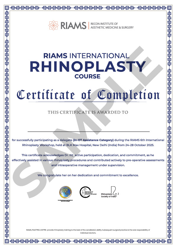 In-OT Assistance Delegates - sample certificate