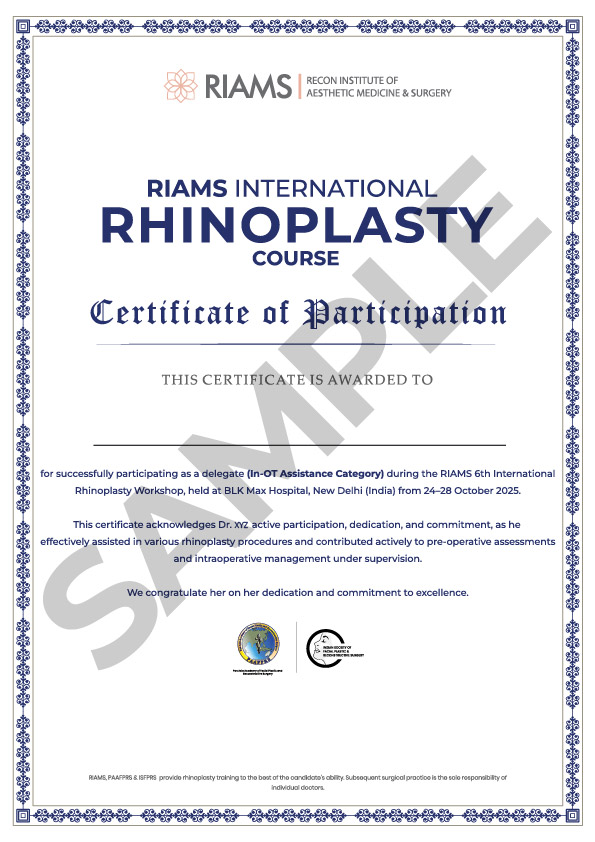 In-OT Assistance Delegates - sample certificate