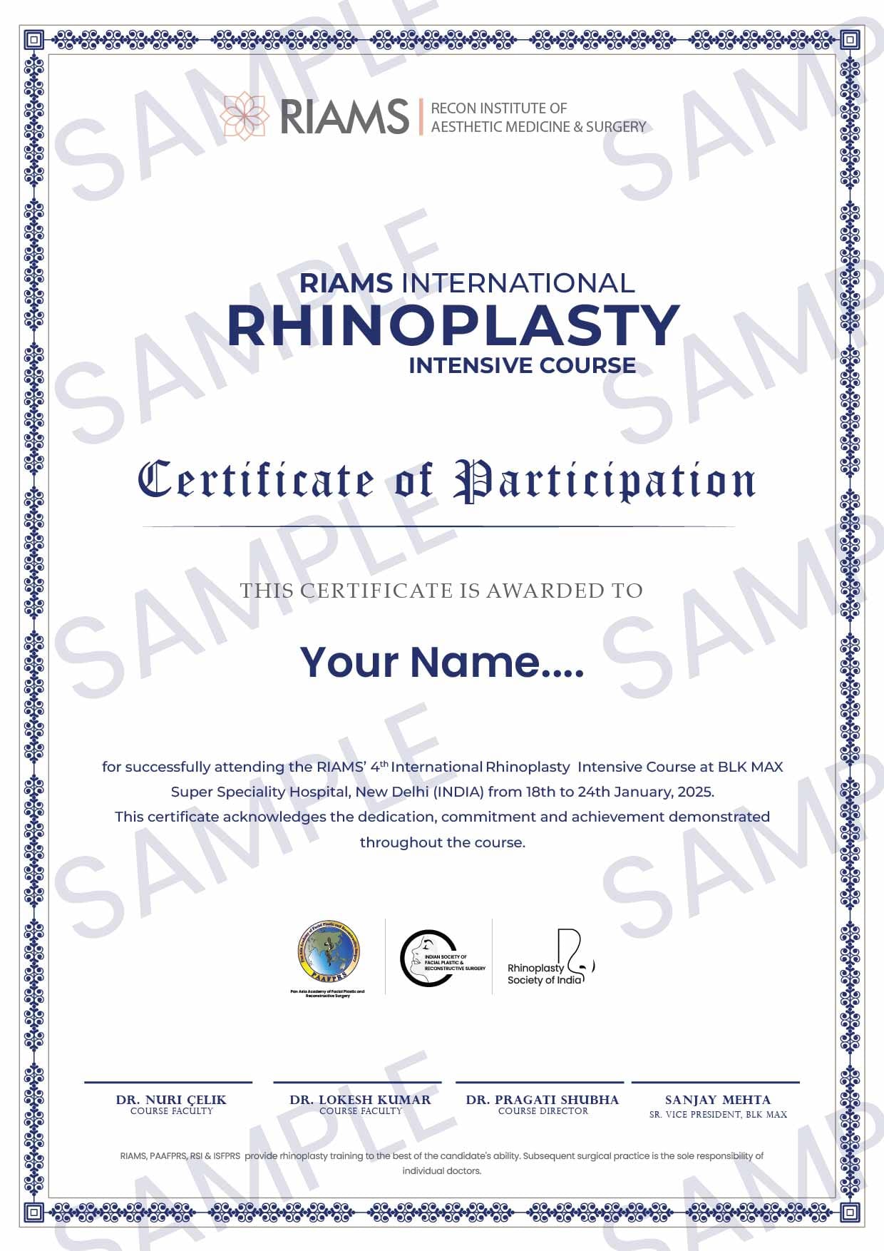 Standard Delegates - sample certificate