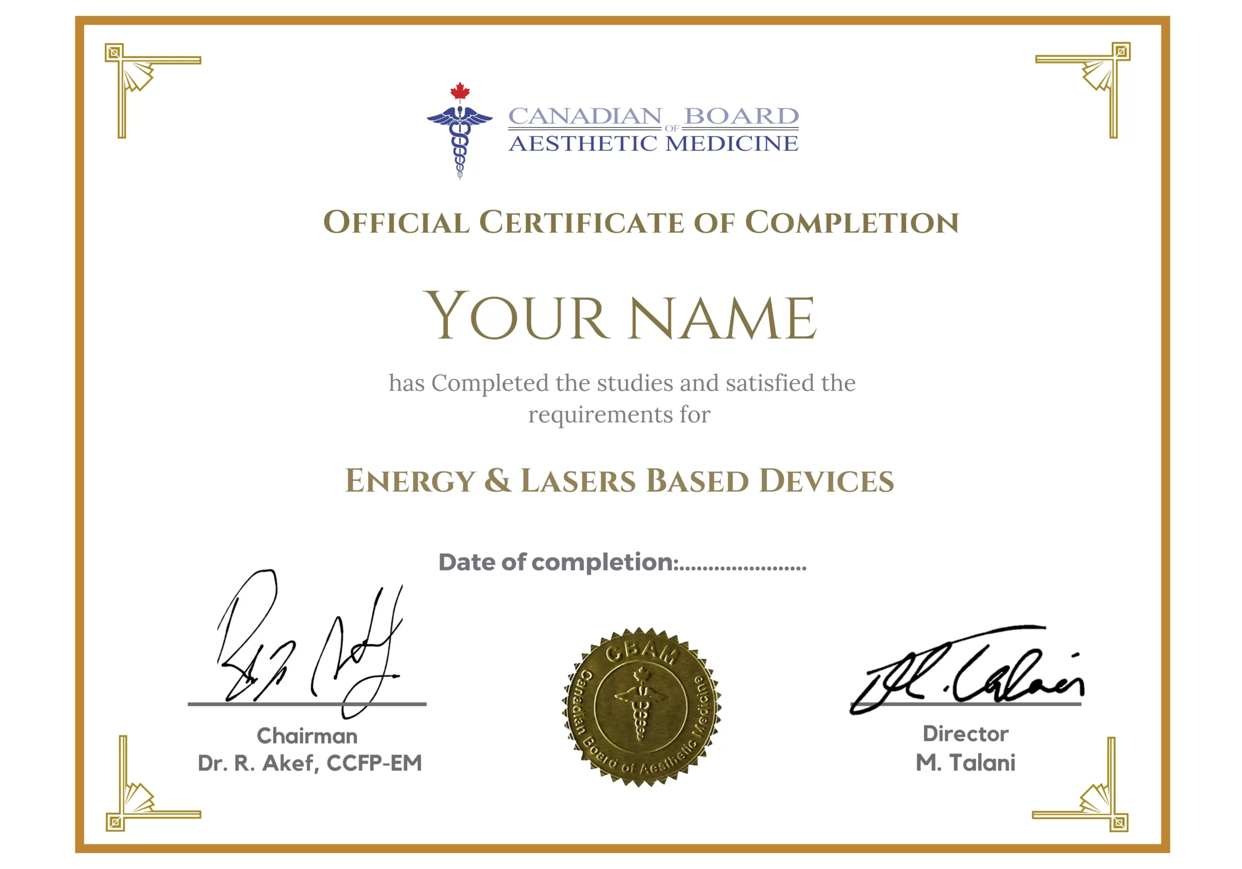 Certificate in Energy and Laser Based Devices